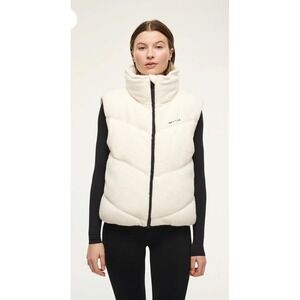 PE Nation Fortune Vest Whisper White Sherpa Puffer Fleece Small 244J384 NEW